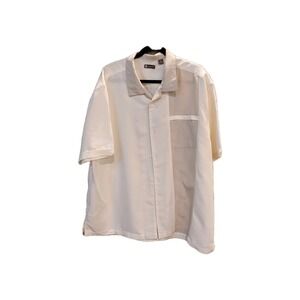 Centro Mens Casual Shirt Size XXL Ivory With Beige Stripe Pocket & Button Detail